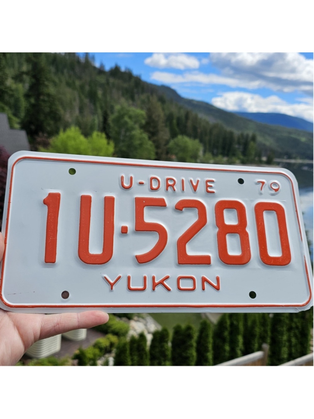 1979 Yukon U-Drive License Plate 1U-5280 Vintage Canadian Embossed Plate